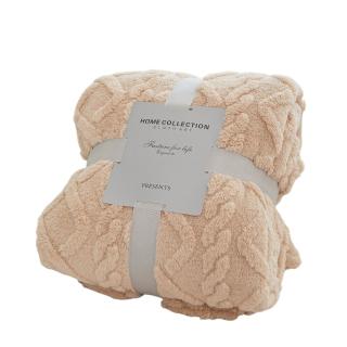 【Bベージュ】Simpleケーブルニットブランケット