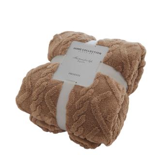 【Aダークブラウン】Simpleケーブルニットブランケット