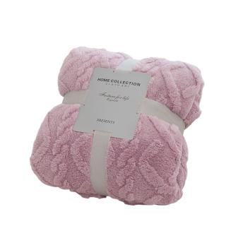 【Iパープル】Simpleケーブルニットブランケット