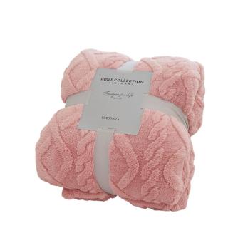 【Dピンク】Simpleケーブルニットブランケット