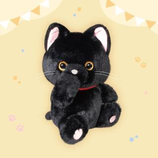 【Aレオ(黒)】おしゃぶりにゃんこ おおきめぬいぐるみ