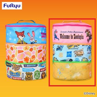 【ディズニー】【Bパステル(蓋:桃)】ズートピア 大きな三段収納バスケット