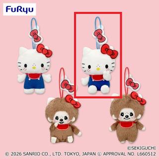 【サンリオ】【Cハローキティ座り】モンチッチ×ハローキティ おそろいアクリルチャーム付きマスコット