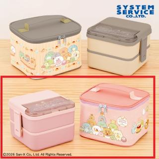 【すみっコぐらし】【Bピンク】すみっコぐらし たぬきのまんまるレストラン 保冷ポーチ付きスクエアランチボックス