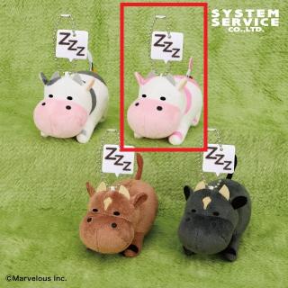 【牧場物語】【Bウシさん(イチゴ)】牧場物語 ボールチェーン付きすやすやウシさんぬいぐるみ