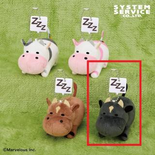 【牧場物語】【Dウシさん(黒)】牧場物語 ボールチェーン付きすやすやウシさんぬいぐるみ
