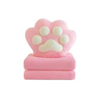 【Cピンク】猫の手クッションブランケット