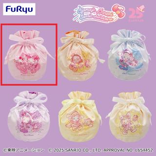 【サンリオ】【Aどれみ】おジャ魔女どれみ×サンリオキャラクターズ サテン巾着ポーチ