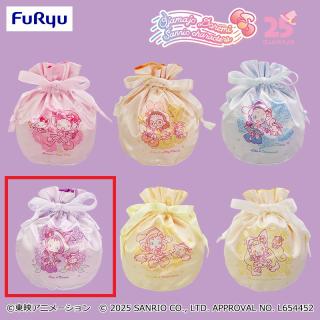 【サンリオ】【Cおんぷ】おジャ魔女どれみ×サンリオキャラクターズ サテン巾着ポーチ