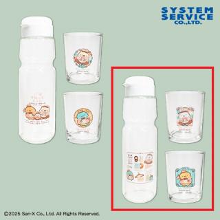【すみっコぐらし】【Bグラス：しろくま&とんかつ】すみっコぐらし ホテルニューすみっコ ドリンクポット＆グラスセット