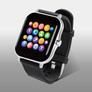 【家電製品(プライズ)】【A本体:シルバー×バンド:ブラック】タッチスクリーンスマートウォッチ LUSSO