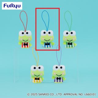 【サンリオ】【Bブルー】けろけろけろっぴ カラフルストライプ マスコット