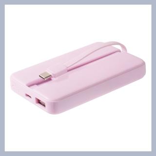 【家電製品(プライズ)】【Cピンク】コード内蔵モバイルバッテリー5000mAh