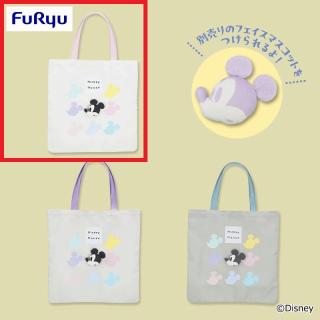 【ディズニー】【Aホワイト】ミッキーマウス フェイスマスコット付き トートバッグ