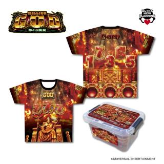 【ミリオンゴッド】【B柄(前:777×後ろ:G-STOP)】MILLIONGOD 神々の凱旋 コンコレフルグラTシャツ