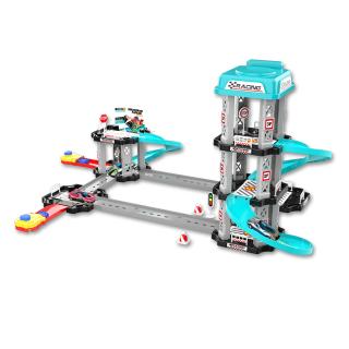 【乗り物】【Aレーシング(ライトブルー)】レーシング＆ポリス！立体駐車場