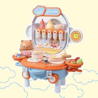 【Aキッチンセット(オレンジ×ブルー)】おままごと くまさんひこうき