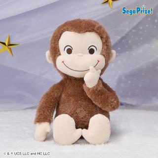 【おさるのジョージ】【Aにっこり(片手顔差し)】おさるのジョージ　赤いほっぺ　Lぬいぐるみ　ピュアキラVer.