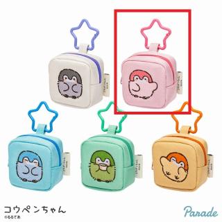 【コウペンちゃん】【Bいちごミルク】コウペンちゃん カラビナつき 刺繍スクエアミニポーチ