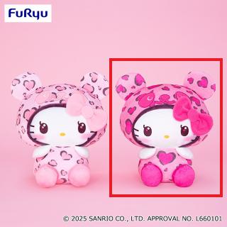 【サンリオ】【Bビビッドピンク】パンダ ハローキティ レディなヒョウ柄BIGぬいぐるみ