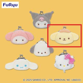 【サンリオ】【Cポムポムプリン 】サンリオキャラクターズ ミルキーボアフェイス がま口ポーチ