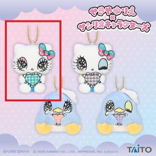 【サンリオ】【A:ハローキティ　A(両目開け)】せきやゆりえ×サンリオキャラクターズ ぬいぐるみマスコット ハローキティ・タキシードサム