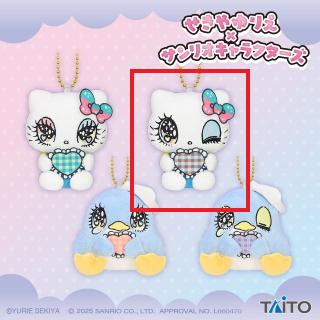 【サンリオ】【B:ハローキティ　B(片目閉じ)】せきやゆりえ×サンリオキャラクターズ ぬいぐるみマスコット ハローキティ・タキシードサム