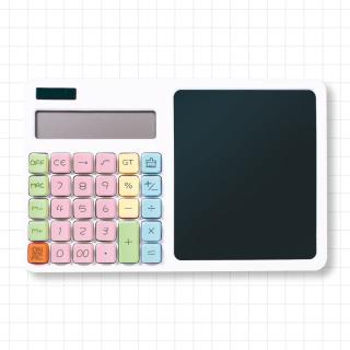 【Cホワイト】2in1カリキュレーター付き電子メモ パステル