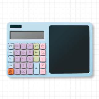 【Bブルー】2in1カリキュレーター付き電子メモ パステル