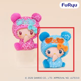 【サンリオ】【Bブルー】パンダ ハローキティ こんがり日焼けレオパードBIGぬいぐるみ