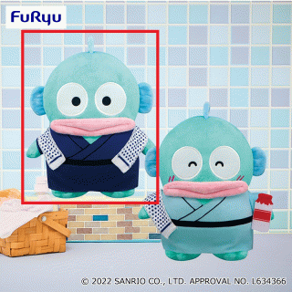 【サンリオ】【セット配送】【A紺】ハンギョドン 昭和レトロな銭湯BIGぬいぐるみ～ハンギョドン～