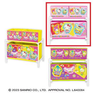 【サンリオ】【Bパイピングピンク】 サンリオキャラクターズ デコラポップ３ボックス付き収納ケース