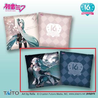 【初音ミク】【B黒背景デザイン】初音ミク Happy 16th Birthday　おおきなスクエアクッション