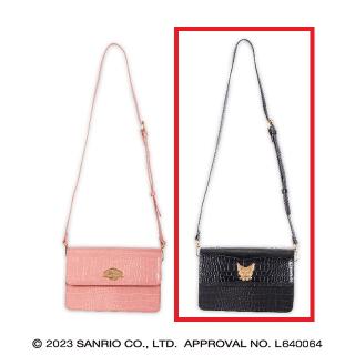 【Aブラック】マイメロディ・クロミ ロングストラップ クロコダイル風ショルダーバッグ