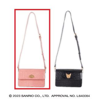 【Bピンク】マイメロディ・クロミ ロングストラップ クロコダイル風ショルダーバッグ