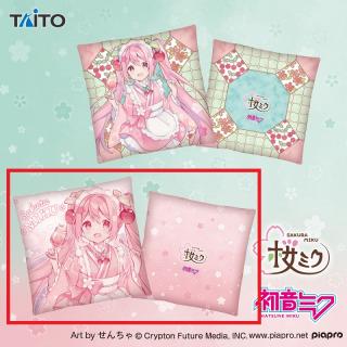 【初音ミク】【Bピンク】桜ミク　おおきなスクエアクッション　～和風喫茶ver.～