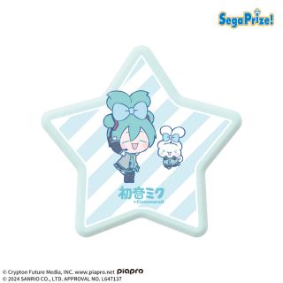 【サンリオ】【Dえへへ(髪結び)】初音ミク×シナモロール　星型缶バッジ