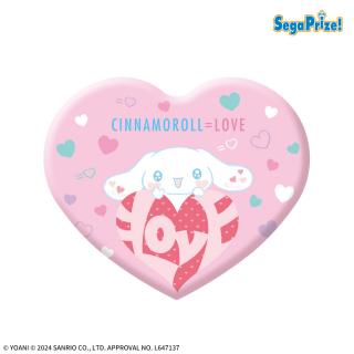 【サンリオ】【Aピンク】＝LOVE×シナモロール　キラキラビッグハート型缶バッジ