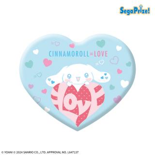 【サンリオ】【Dブルー】＝LOVE×シナモロール　キラキラビッグハート型缶バッジ
