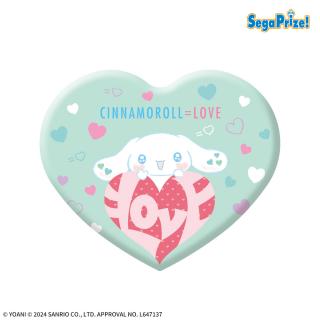 【サンリオ】【Bグリーン】＝LOVE×シナモロール　キラキラビッグハート型缶バッジ