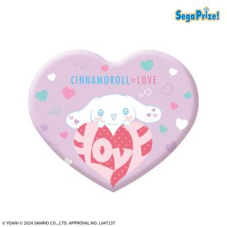 【サンリオ】【Cパープル】＝LOVE×シナモロール　キラキラビッグハート型缶バッジ