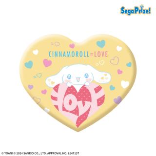 【サンリオ】【Eイエロー】＝LOVE×シナモロール　キラキラビッグハート型缶バッジ