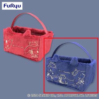 【サンリオ】【Bネイビー】サンリオキャラクターズ ねこねこ探偵仕切り付き収納バッグ