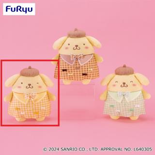【サンリオ】【Aイエロー】ポムポムプリン リボンいっぱい！ギンガムチェックぬいぐるみ