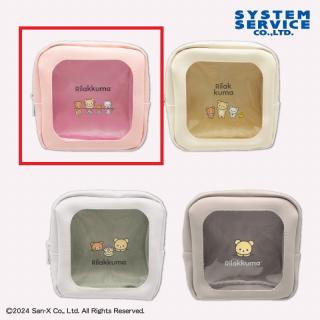 【リラックマ】【Aみんなでごはん(ピンク)】リラックマ NEW BASIC RILAKKUMA 窓付きスクエアポーチ
