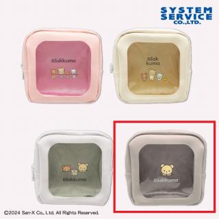 【リラックマ】【Dリラックマ(グレー)】リラックマ NEW BASIC RILAKKUMA 窓付きスクエアポーチ