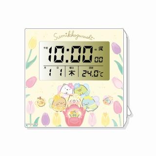 【すみっコぐらし】【Aイエロー(チューリップ柄)】すみっコぐらし電波クロック6(ざっそうとようせいのお花畑)