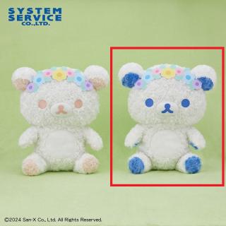 【リラックマ】【Bブルー】リラックマ 花かんむりホワイトローズぬいぐるみXL