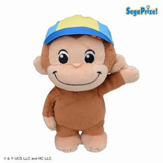 【おさるのジョージ】【Bあお×きいろ】おさるのジョージ ぽってりぬいぐるみ カラフルキャップ