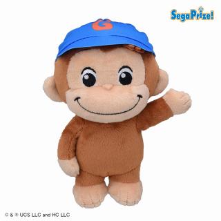 【おさるのジョージ】【Cあお】おさるのジョージ ぽってりぬいぐるみ カラフルキャップ